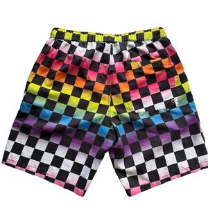 Empyre Y2K Festival Rainbow Multicolour Checkered Shorts Size L Pride Beach